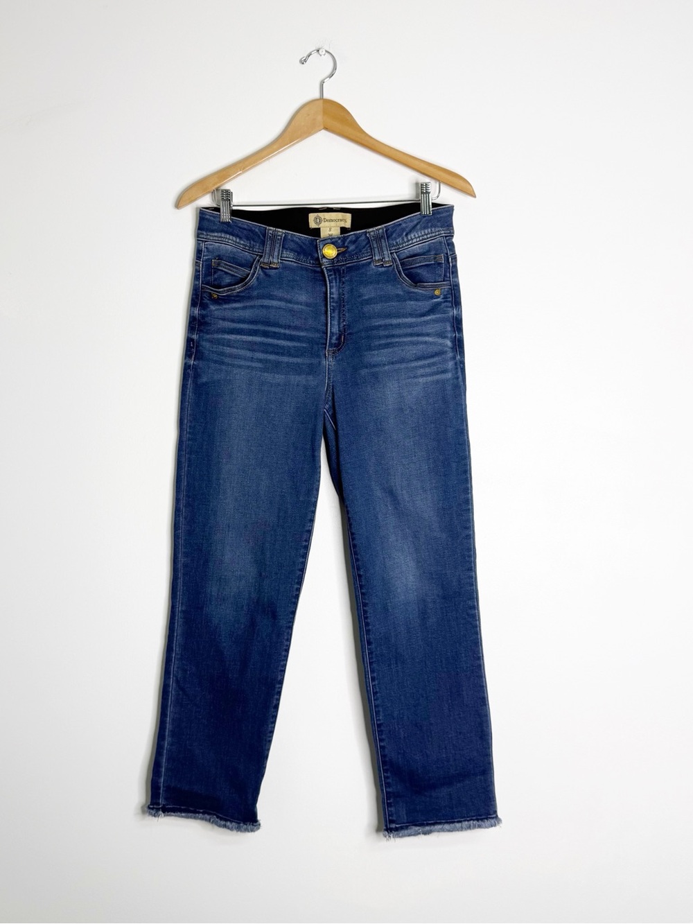 Democracy Ab Technology Slim Straight Jeans Size 8 Frayed Hem Stretch